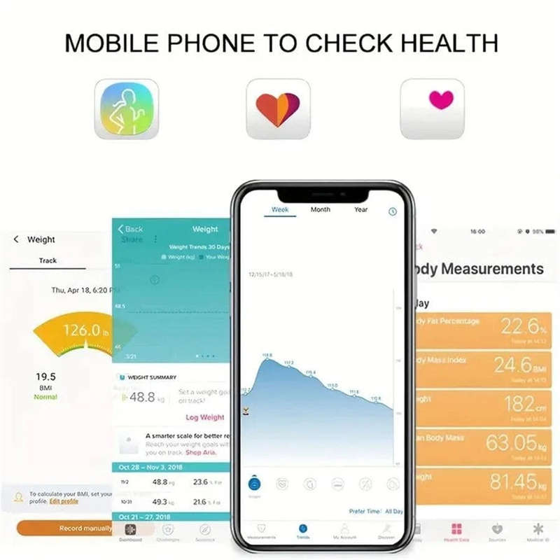 Smart Digital LED Weight Scale Smartphone App with Fat Measurement Function