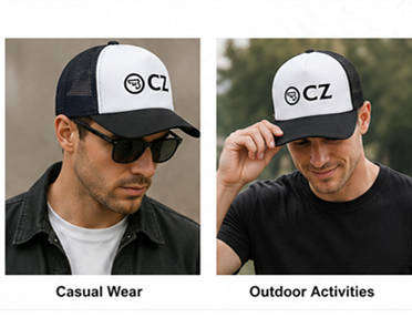 Trucker Cap Black And White Adjustable Baseball Hat