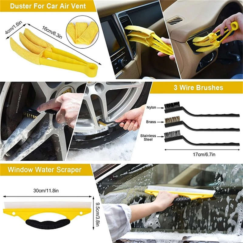 20pcs Car Wash Cleaning Tools Set for Car Detailing Kit Interior Car Brush