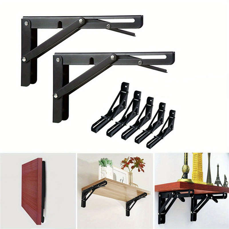 2 Pcs Heavy Duty Folding Shelves with Adjustable Angle Metal Wall Mount Storage Bracket