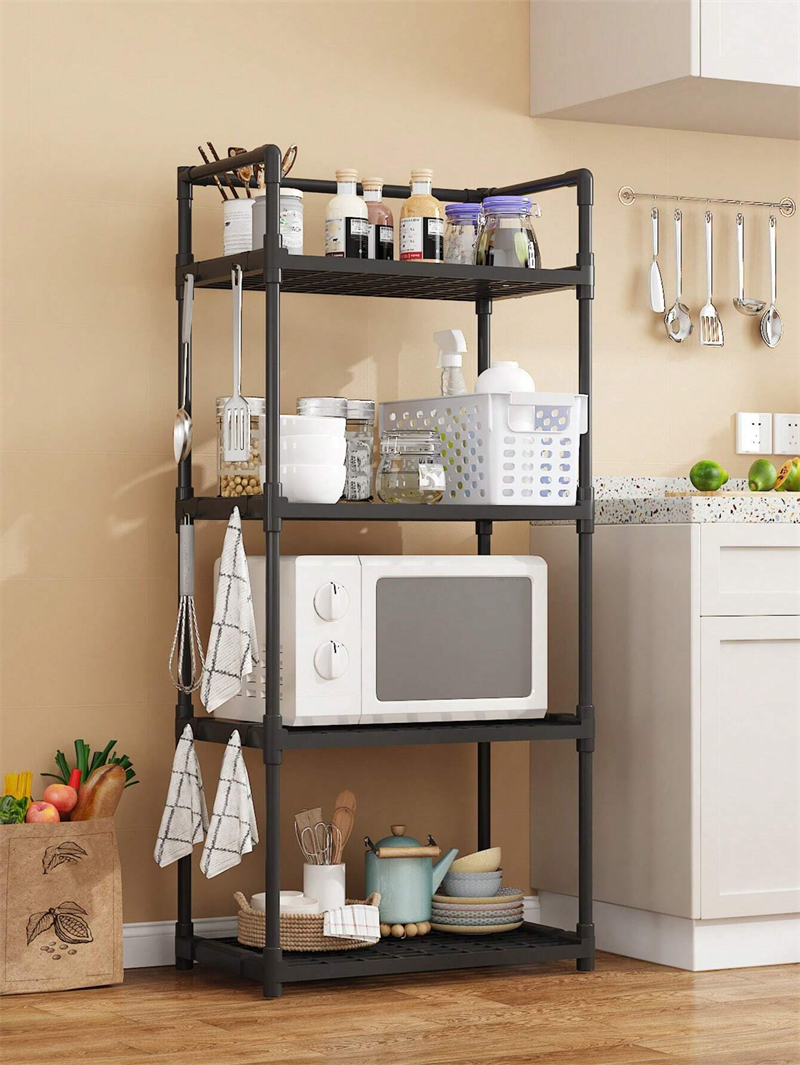 4 Layers Plastic Dry Kitchen Storage Rack for Bathroom, Bedroom Vertical Shelves