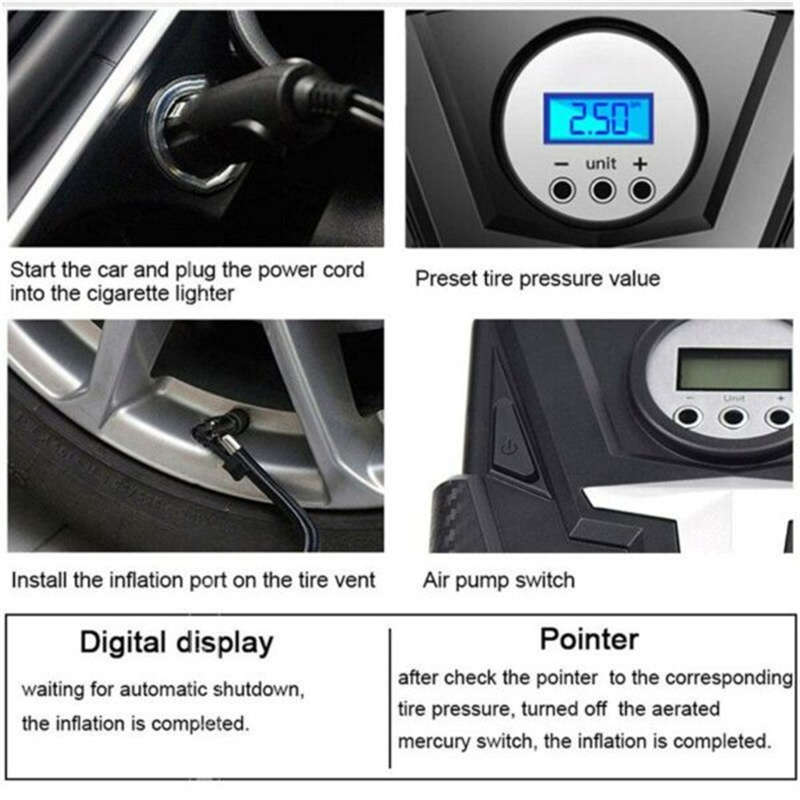 12V Portable Car Air Pump Compressor For Motorcycles Bicycles And Car Accessories