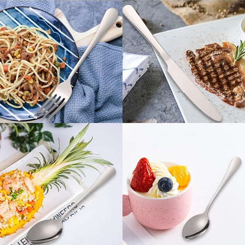 Silver Egg-Shaped Flatware Set (24 Pieces)