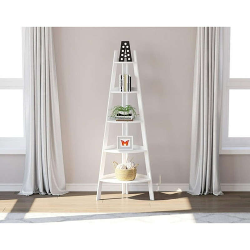 Bookshelf/Corner Shelf with 5 Shelves and Frame for Living Room, Bookcase