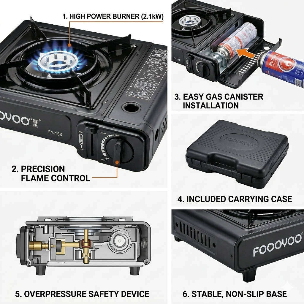 Portable Butane Gas Cooker High Power Single Burner Camping Stove