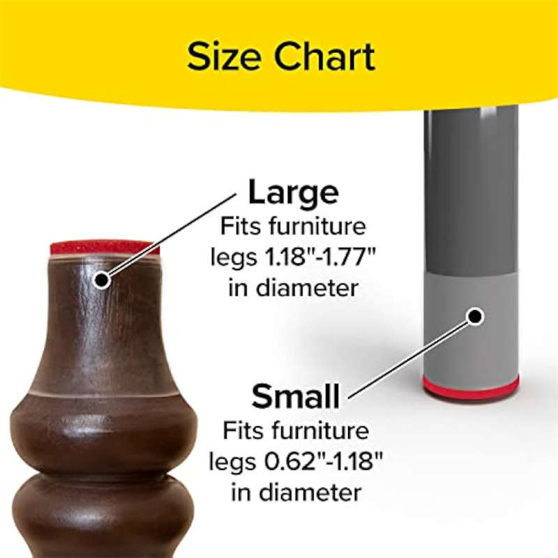 8-Pack Anti-Slip Slider Silicone Table Leg Protectors for Table Legs and Chair Legs
