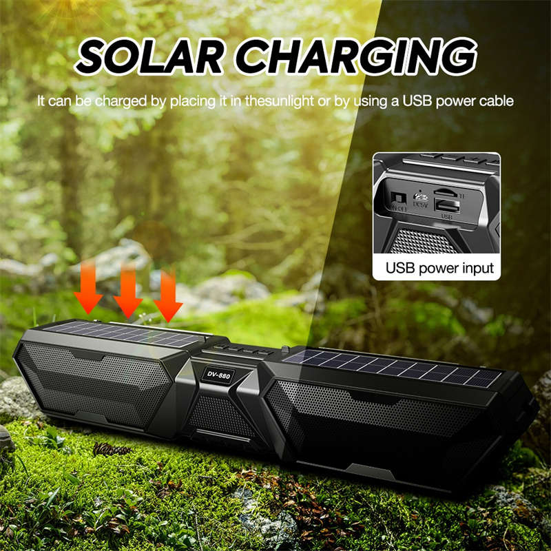 Portable HiFi Sound Quality Solar Dual Speaker Bluetooth Wireless Outdoor Speaker