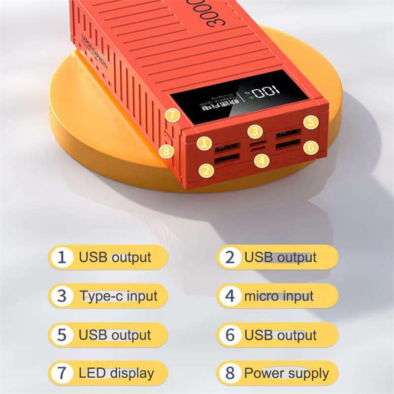 High Capacity 30000 mAh Power Bank External Battery for Phone Tablet with LED Screen