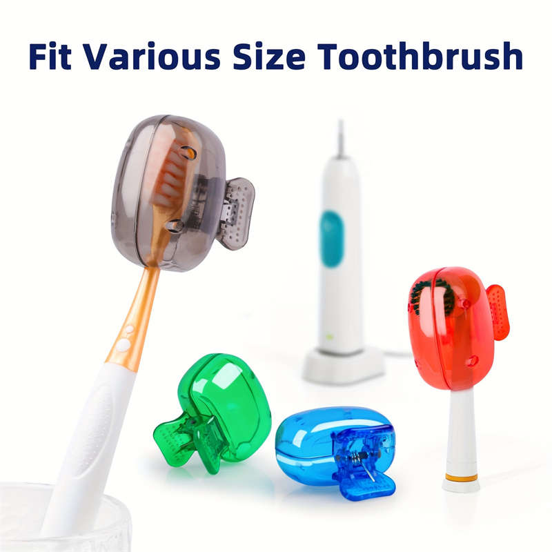 4-Pack Portable Toothbrush Case Toothbrush Protector with Vented Cover Suction Cup