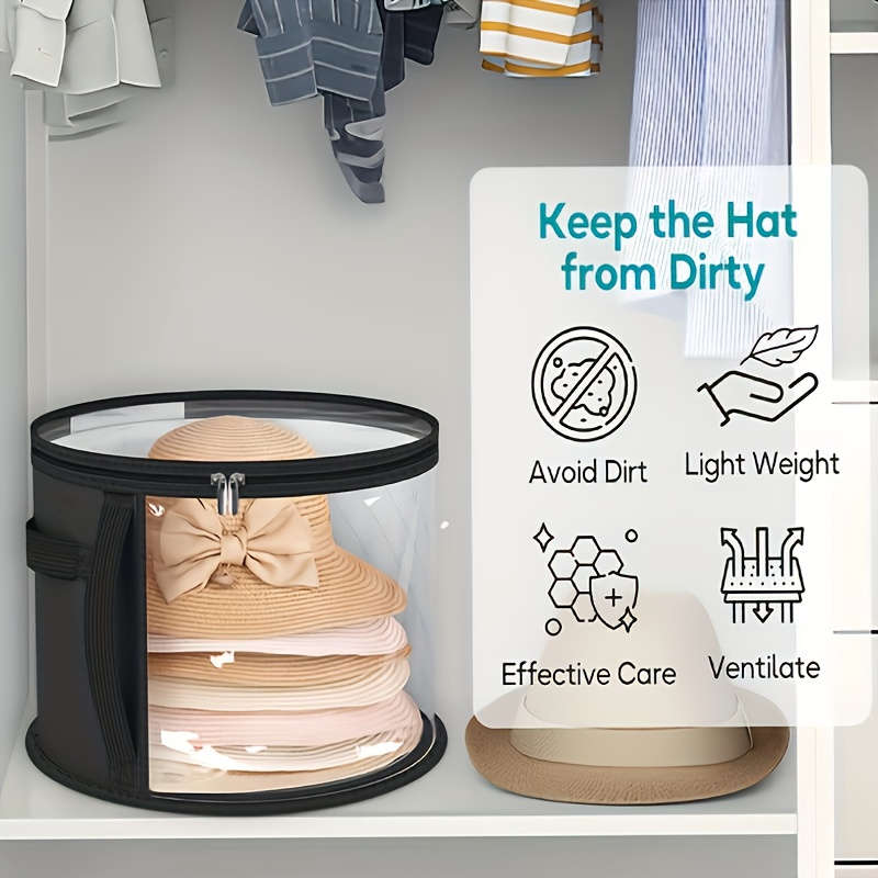 Chic And Simple Transparent Hat Storage Bag With Transparent Viewing Window, Double Zipper And Sturd
