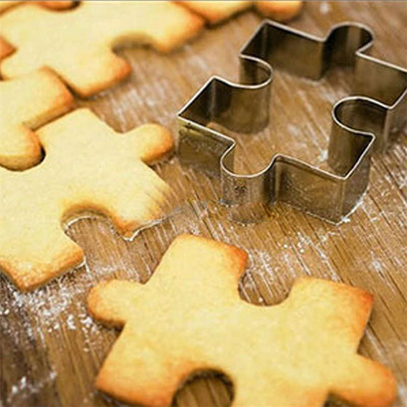 4pcs set of Stainless Steel Puzzle Shape Cookie Cutter, Square Block Shape Cookie Cutters