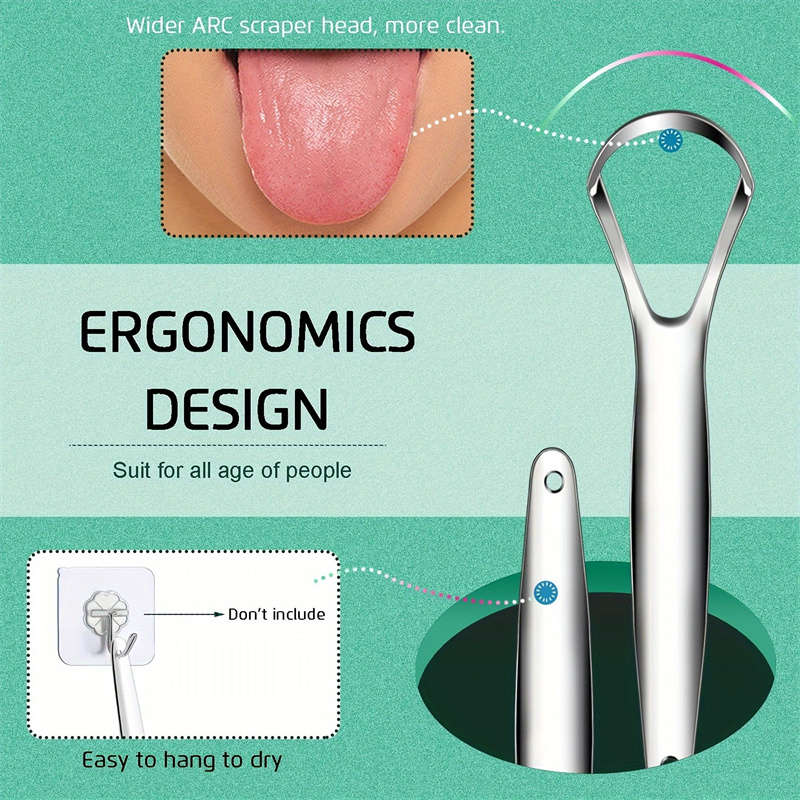 1 PC Tongue Scraper Stainless Steel Tongue Cleaner