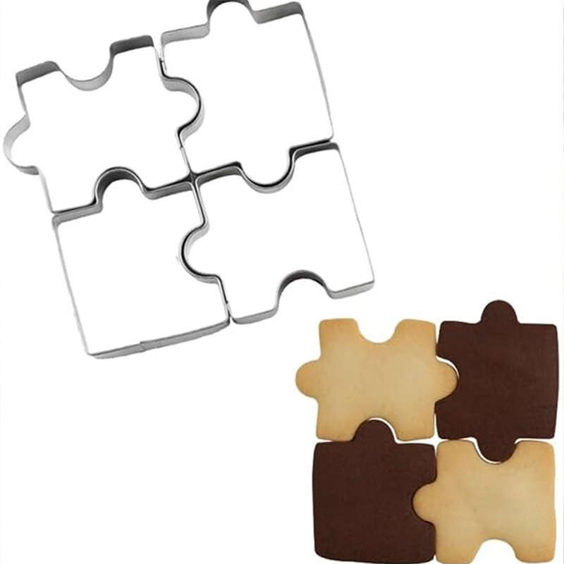 4pcs set of Stainless Steel Puzzle Shape Cookie Cutter, Square Block Shape Cookie Cutters