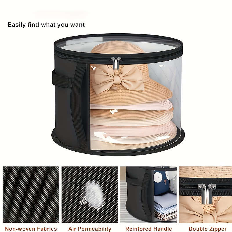 Chic And Simple Transparent Hat Storage Bag With Transparent Viewing Window, Double Zipper And Sturd