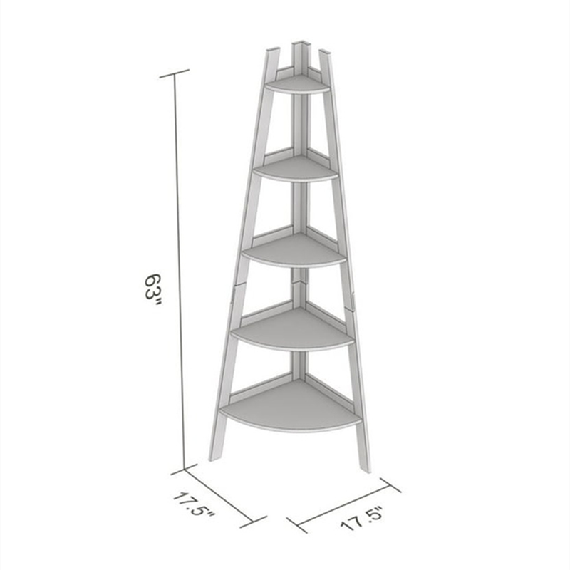 Bookshelf/Corner Shelf with 5 Shelves and Frame for Living Room, Bookcase