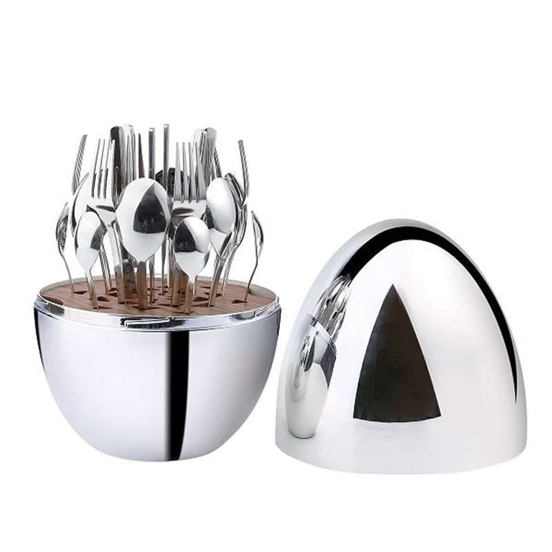 Silver Egg-Shaped Flatware Set (24 Pieces)
