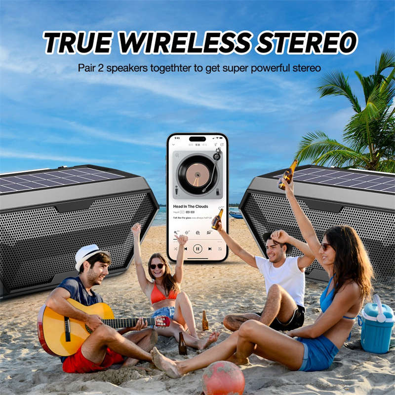 Portable HiFi Sound Quality Solar Dual Speaker Bluetooth Wireless Outdoor Speaker