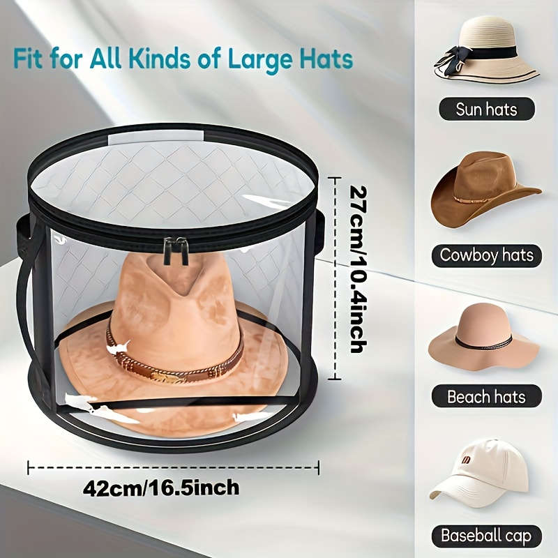 Chic And Simple Transparent Hat Storage Bag With Transparent Viewing Window, Double Zipper And Sturd