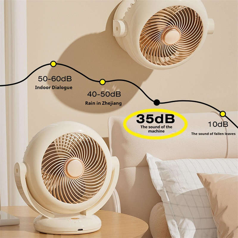 Three-Speed USB Rechargeable Portable Fan Wall Mounted Mini Shaking Fan