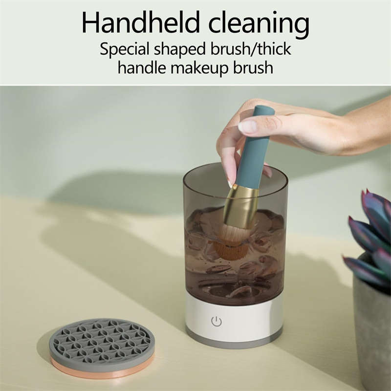 Portable 2-in-1 Rotating Makeup Brush Cleaner with Cleaning Pad