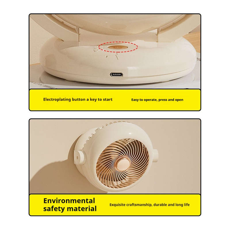 Three-Speed USB Rechargeable Portable Fan Wall Mounted Mini Shaking Fan