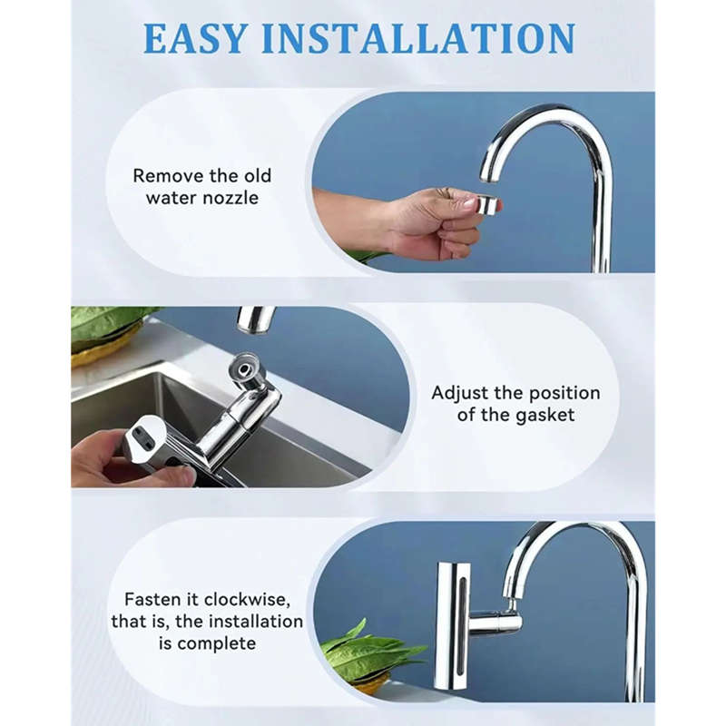 4-Mode Faucet Spout 360 Degree Rotating Kitchen Faucet Spout