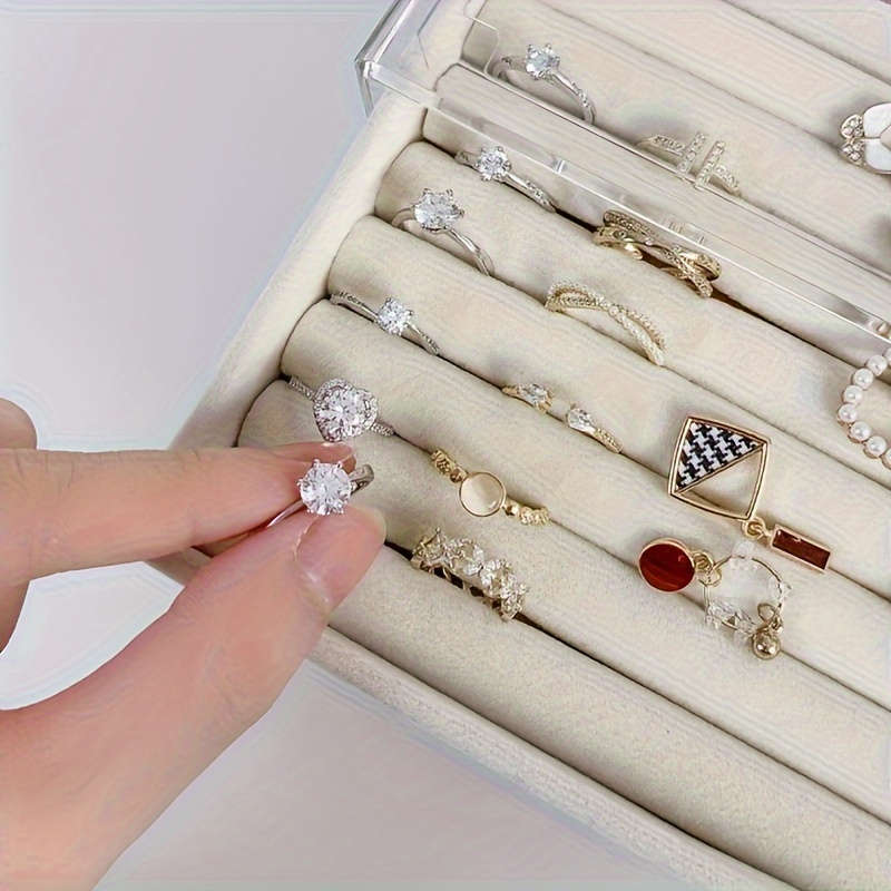 Multi-Layer Drawer Acrylic Jewelry Storage Box With Adjustable Velvet Tray