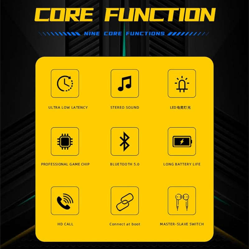 Gaming Wireless Bluetooth TWS 5.2 Low Latency Bluetooth Headset with Microphone