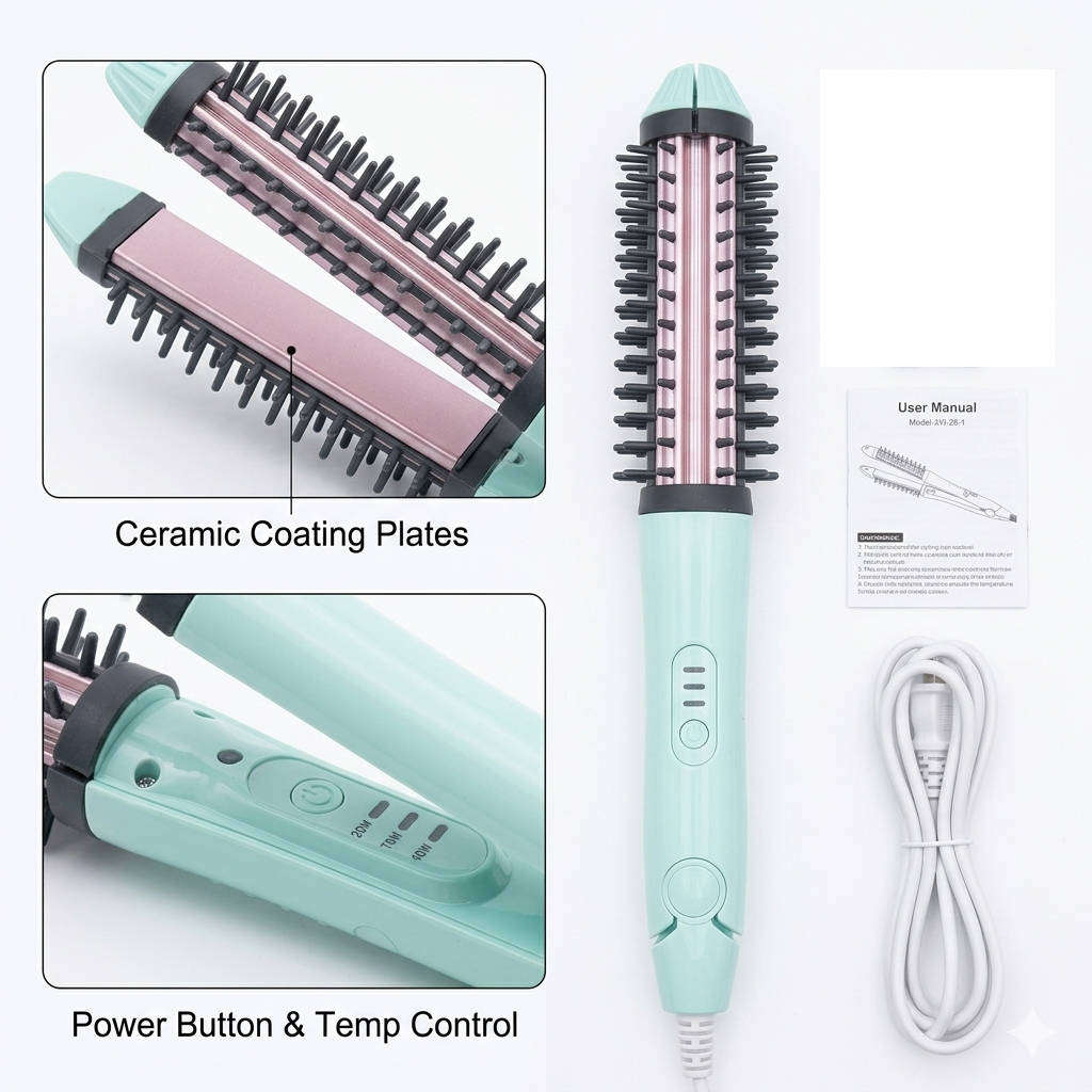 2 in 1 Professional Hair Straightener Curling Iron Comb 70W