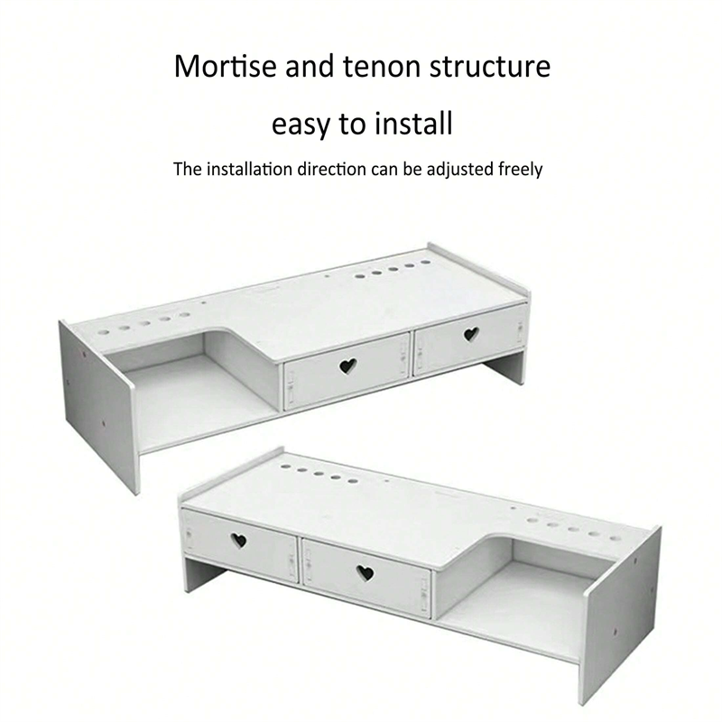 Ergonomic Monitor Stand with Drawer - Adjustable Desk Lifter for Home, School and Office Use