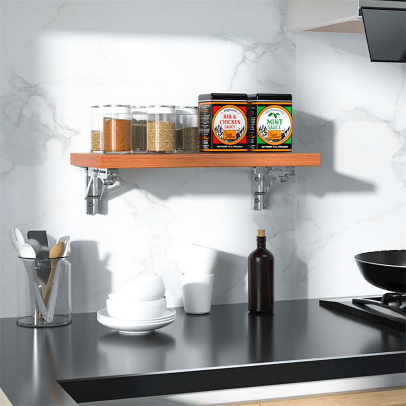 2 Pcs Heavy Duty Folding Shelves with Adjustable Angle Metal Wall Mount Storage Bracket