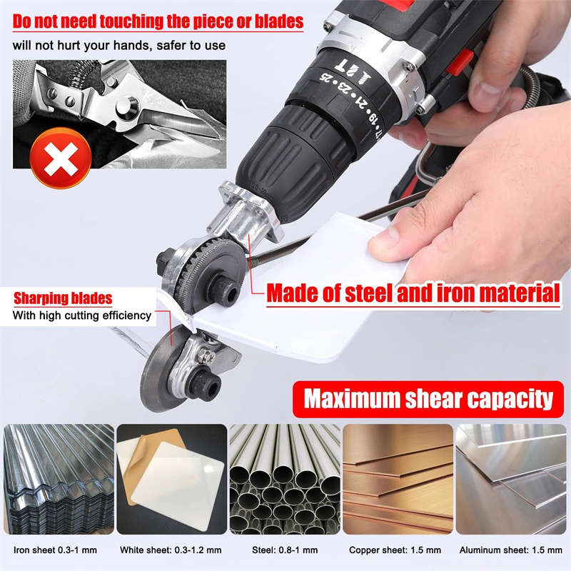 Electric Drill Modified Shearing Tool Drill Attachment for Metal Cutting