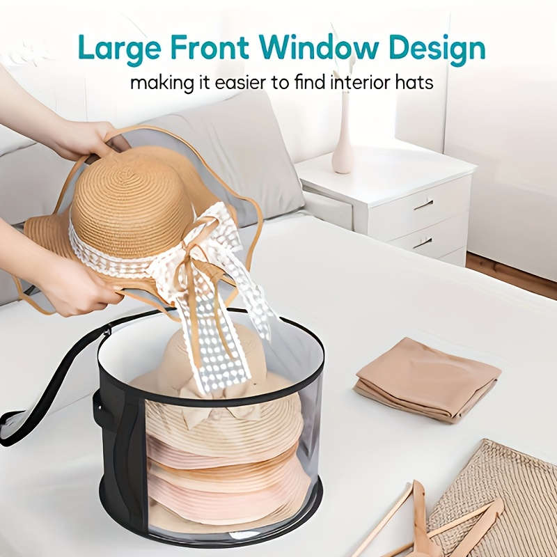 Chic And Simple Transparent Hat Storage Bag With Transparent Viewing Window, Double Zipper And Sturd
