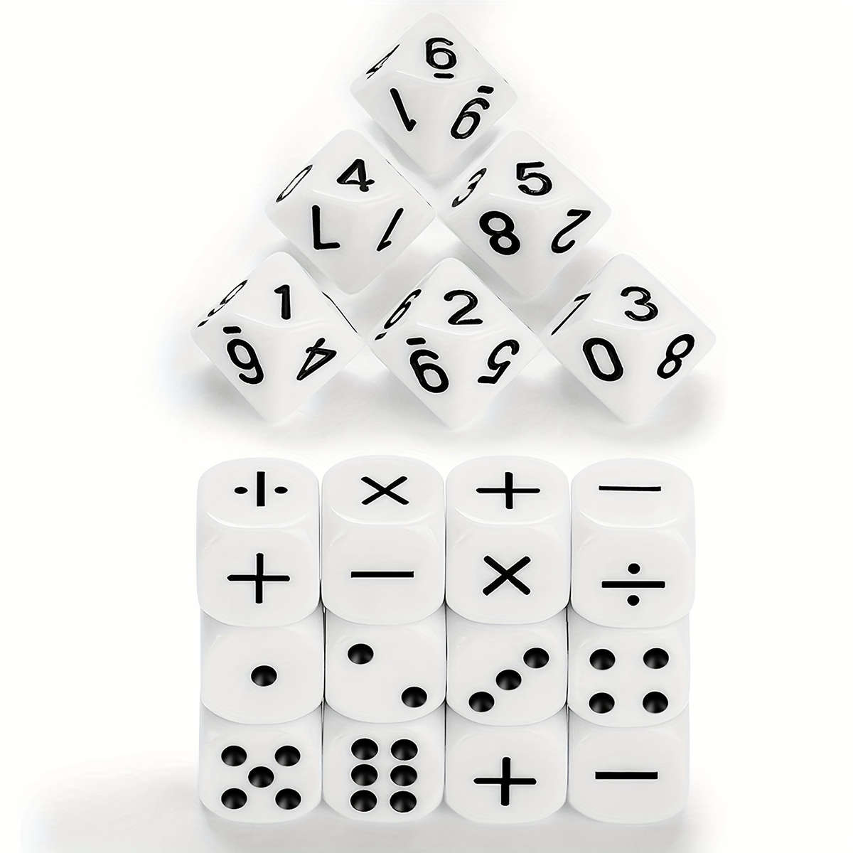 18-Piece Acrylic Math Magic Dice Set