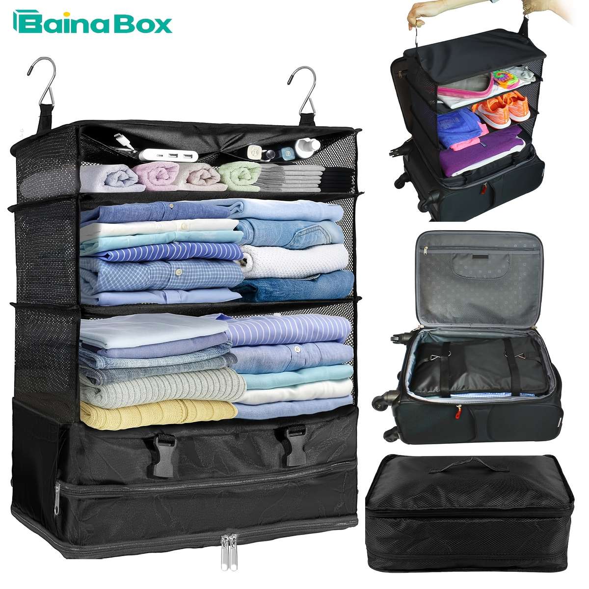 1 x Black Canvas Travel Wardrobe Organizer