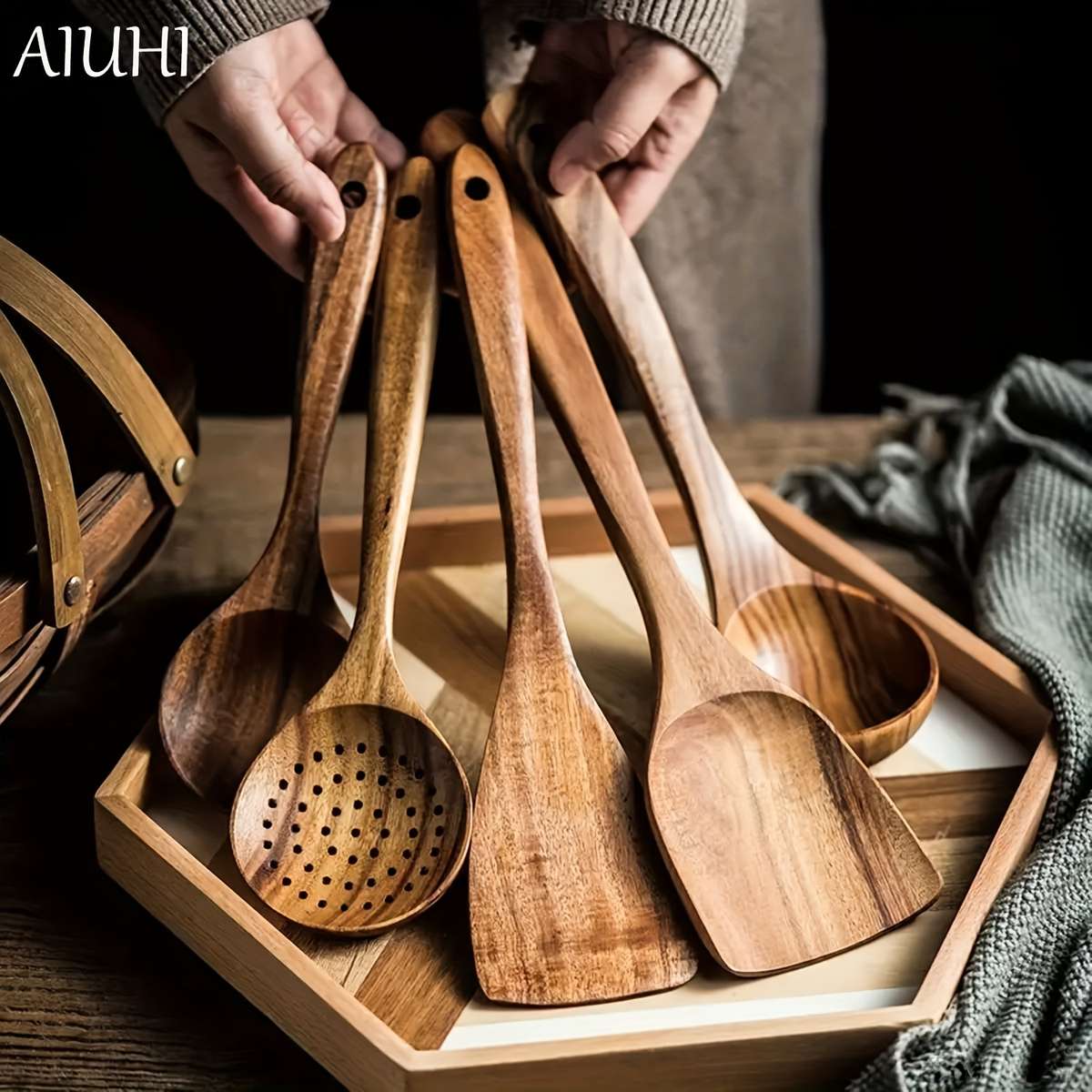 5-Piece Wooden Kitchen Utensil Set