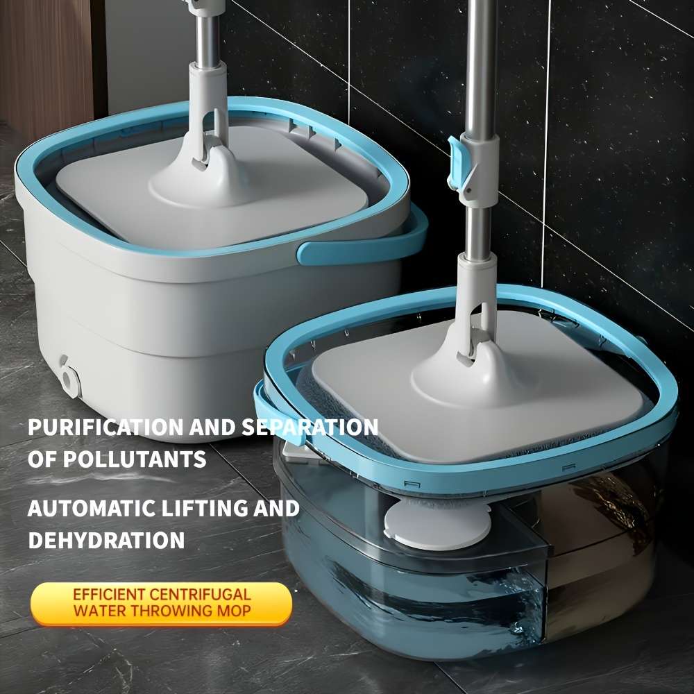 1 Spin Mop And Bucket Set With 2 Reusable