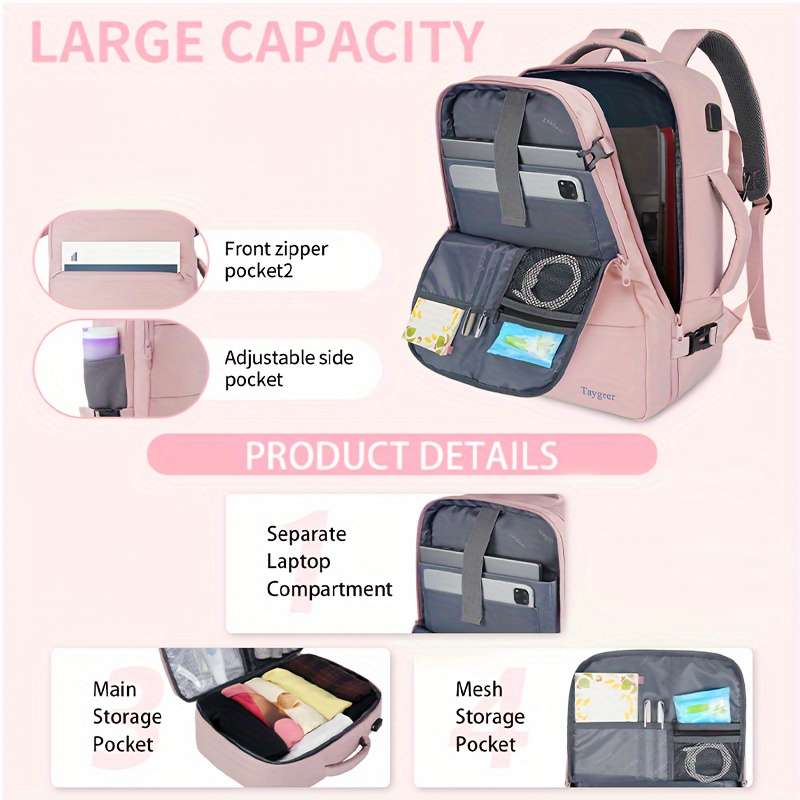 Airline Approved Travel Backpack With Usb Charging