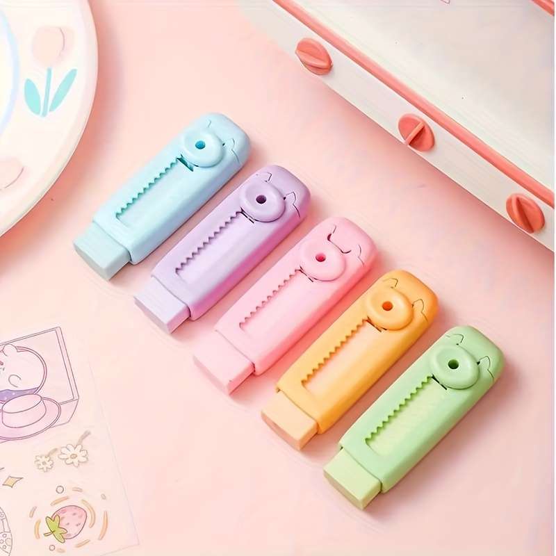 5-Piece Push-Pull Rubber Eraser