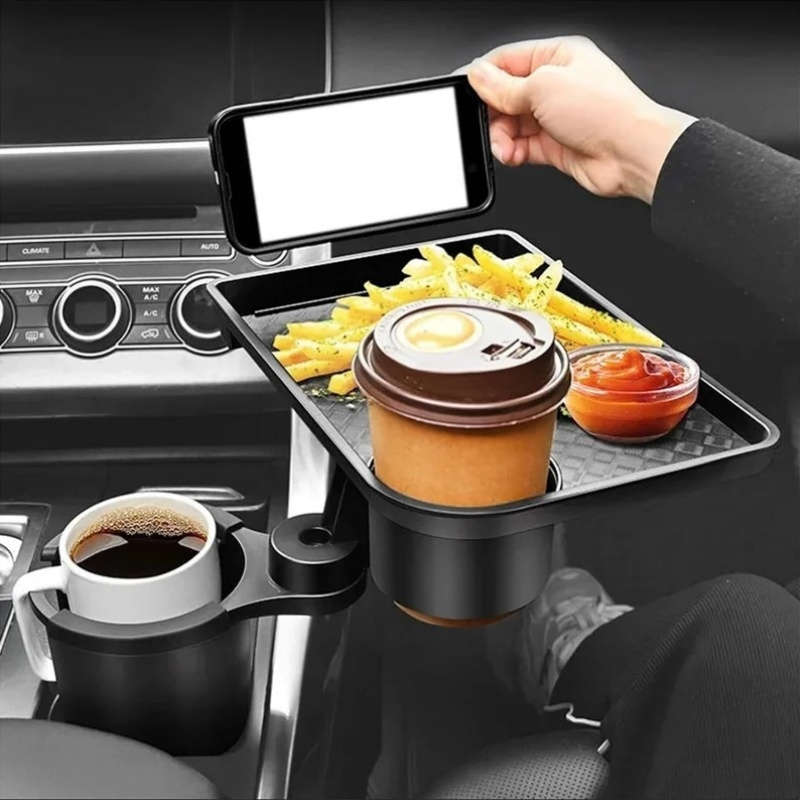 1pcs Expandable Car Cup Holder Tray 3 In 1