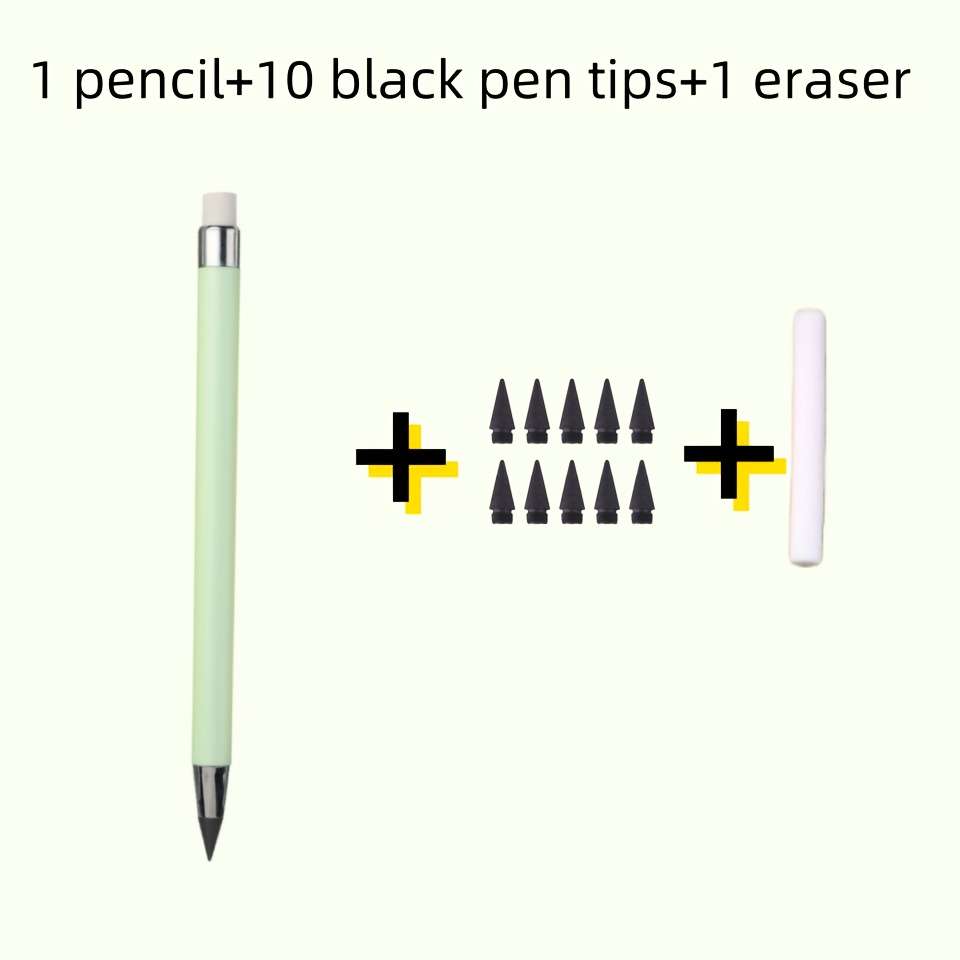 1 Set Of Forever Pencils With 10 Lead Tips And Eraser