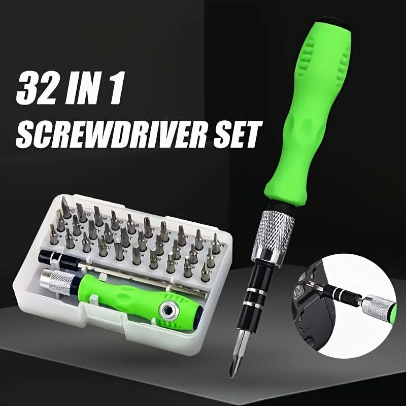 Multifunctional 32-In-1 Precision Screwdriver Set, Stainless Steel, Magnetic Tip, With Repair Kit Fo