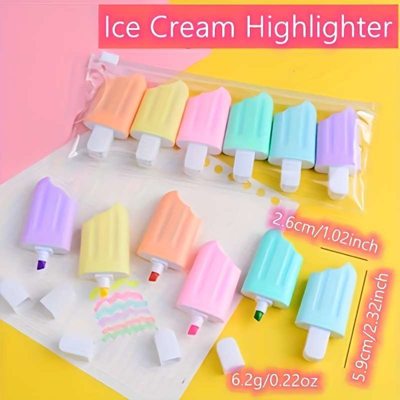 6-Piece Mini Popsicle Highlighter Set