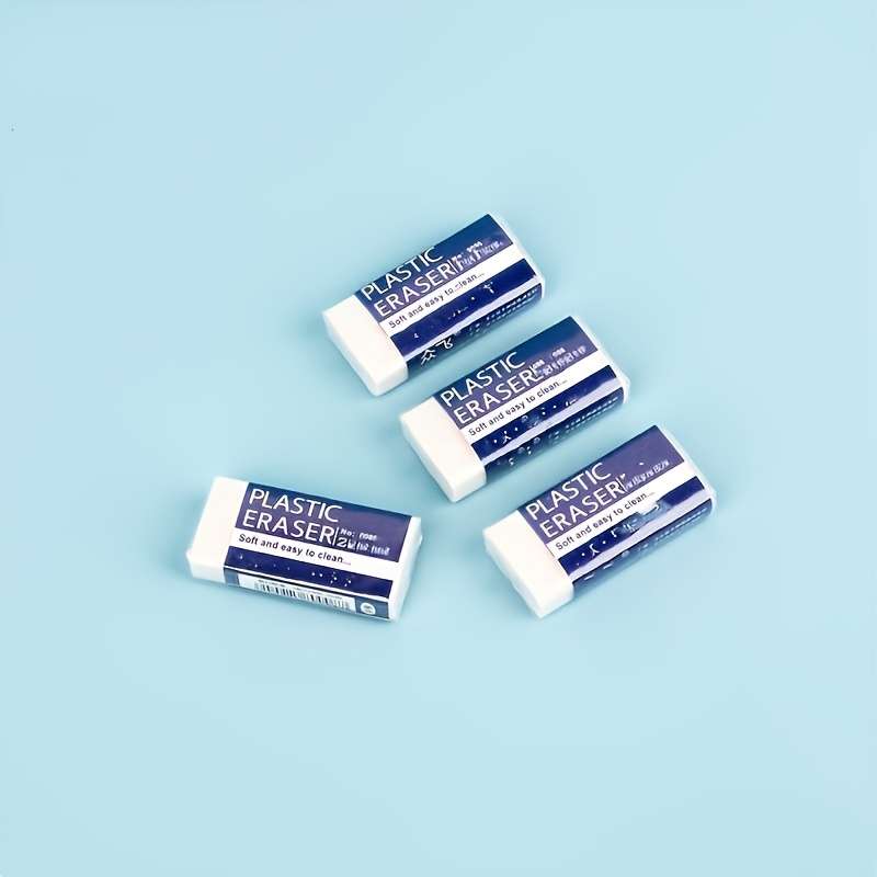 4-Pack White 2B Plastic Rectangular Erasers