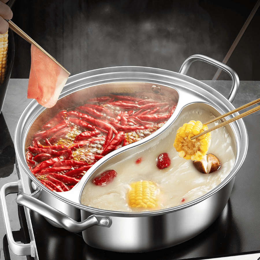 Stainless Steel Double Flavor Hot Pot With Lid
