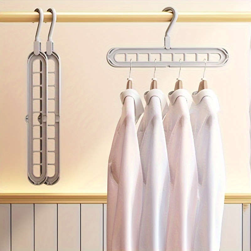 1 Piece Space Saving 9-Hole Multipurpose Plastic Clothes Hanger, Foldable Portable Storage Rack For
