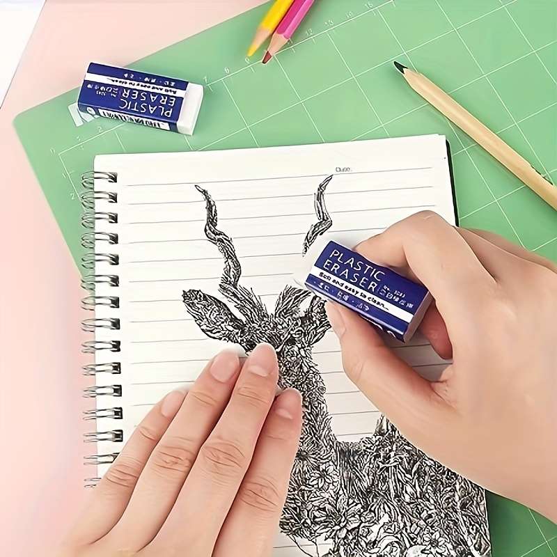 4-Pack White 2B Plastic Rectangular Erasers