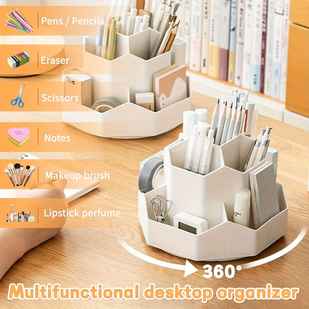 Pen Holder 9 Slots 360 Degree Rotating Desktop