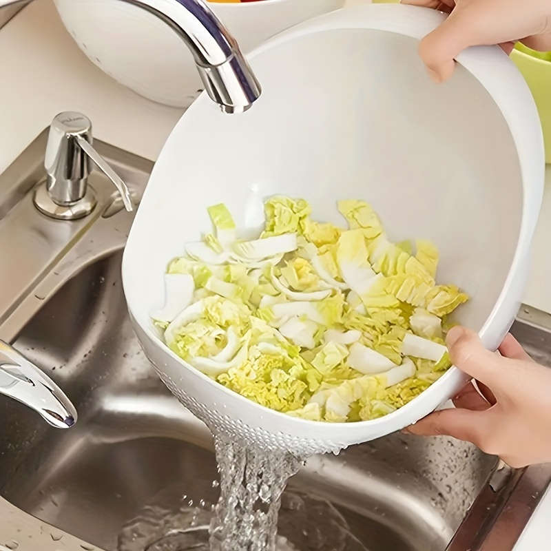 1Pc Plastic Rice Washing Bowl With Strainer Efficiently Wash Small Grains And Kitchen Gadgets