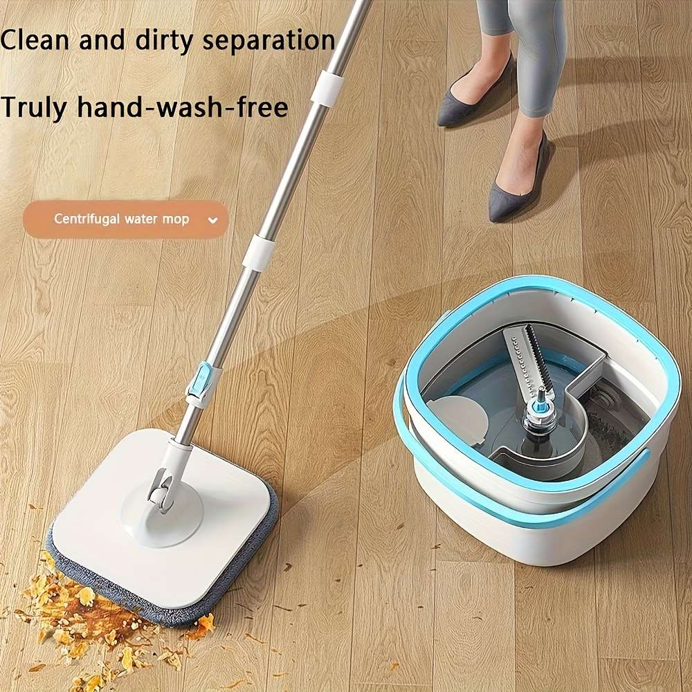 1 Spin Mop And Bucket Set With 2 Reusable